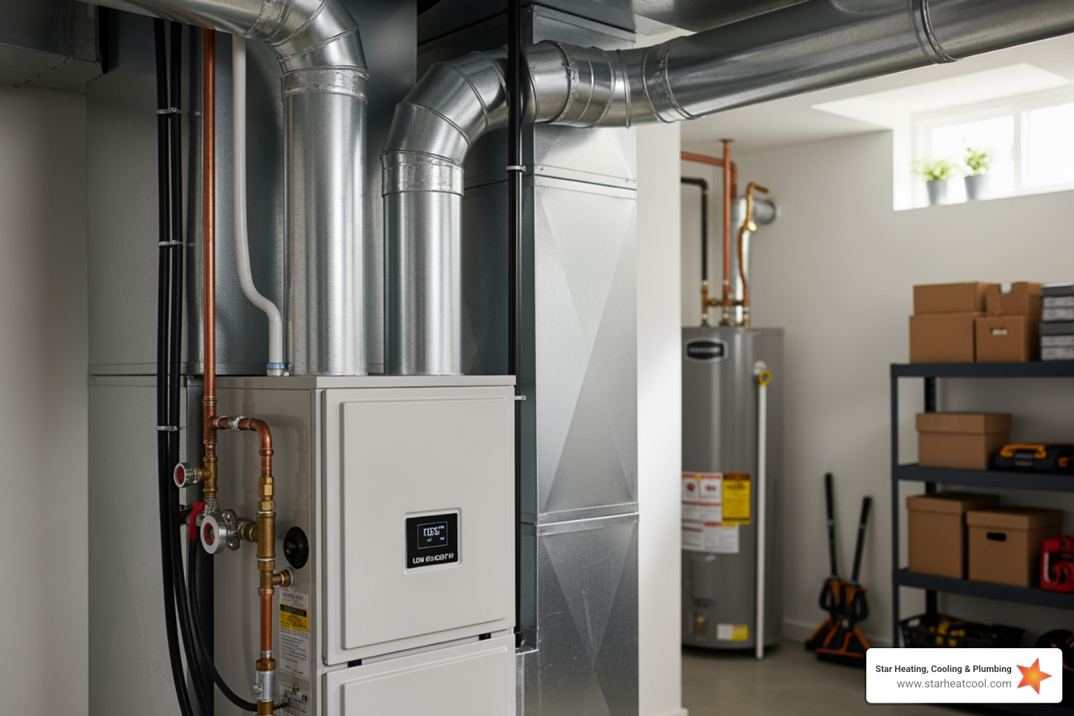 Infographic showing comparison between old 65% efficiency furnace vs new 96% efficiency furnace, including energy waste percentages, typical 15-20 year lifespan, and key features to look for: AFUE rating 90%+, proper sizing with Manual J calculation, ENERGY STAR certification, variable-speed blower, and smart thermostat compatibility - affordable gas furnaces in carmel, in Infographic showing comparison between old 65% efficiency furnace vs new 96% efficiency furnace, including energy waste percentages, typical 15-20 year lifespan, and key features to look for: AFUE rating 90%+, proper sizing with Manual J calculation, ENERGY STAR certification, variable-speed blower, and smart thermostat compatibility - affordable gas furnaces in carmel, in
