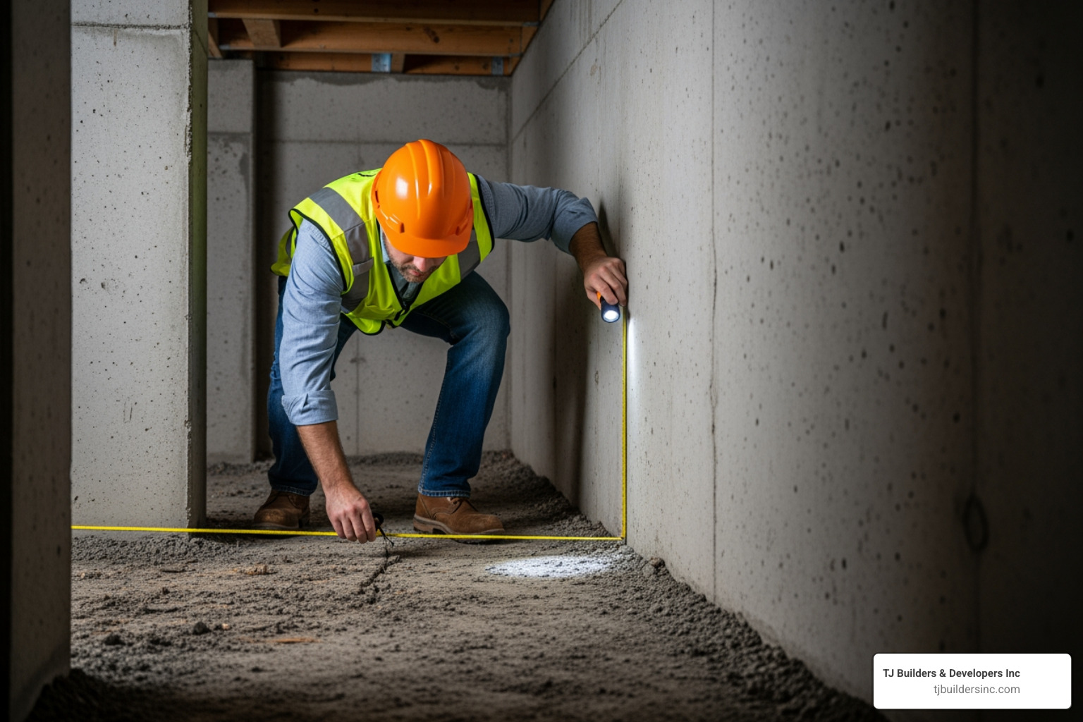 structural engineer inspecting a home's foundation - adding a second level to a house