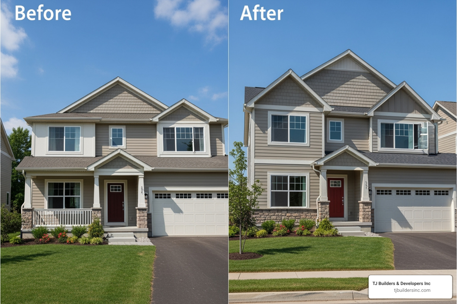 before-and-after of a cohesive second-story addition - adding a second level to a house