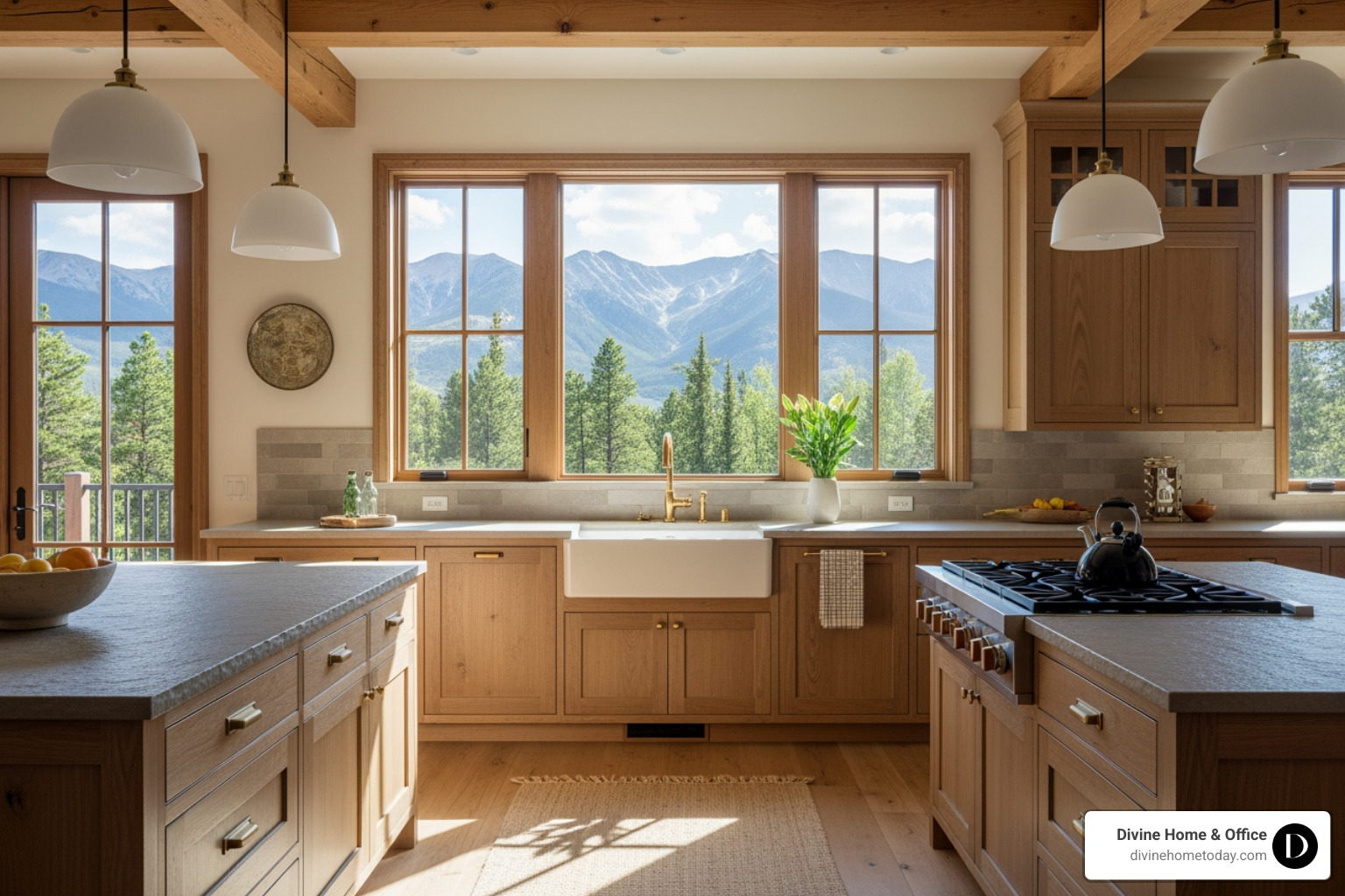kitchen work triangle in a spacious U-shaped kitchen layout with mountain views - large kitchen remodel kitchen work triangle in a spacious U-shaped kitchen layout with mountain views - large kitchen remodel