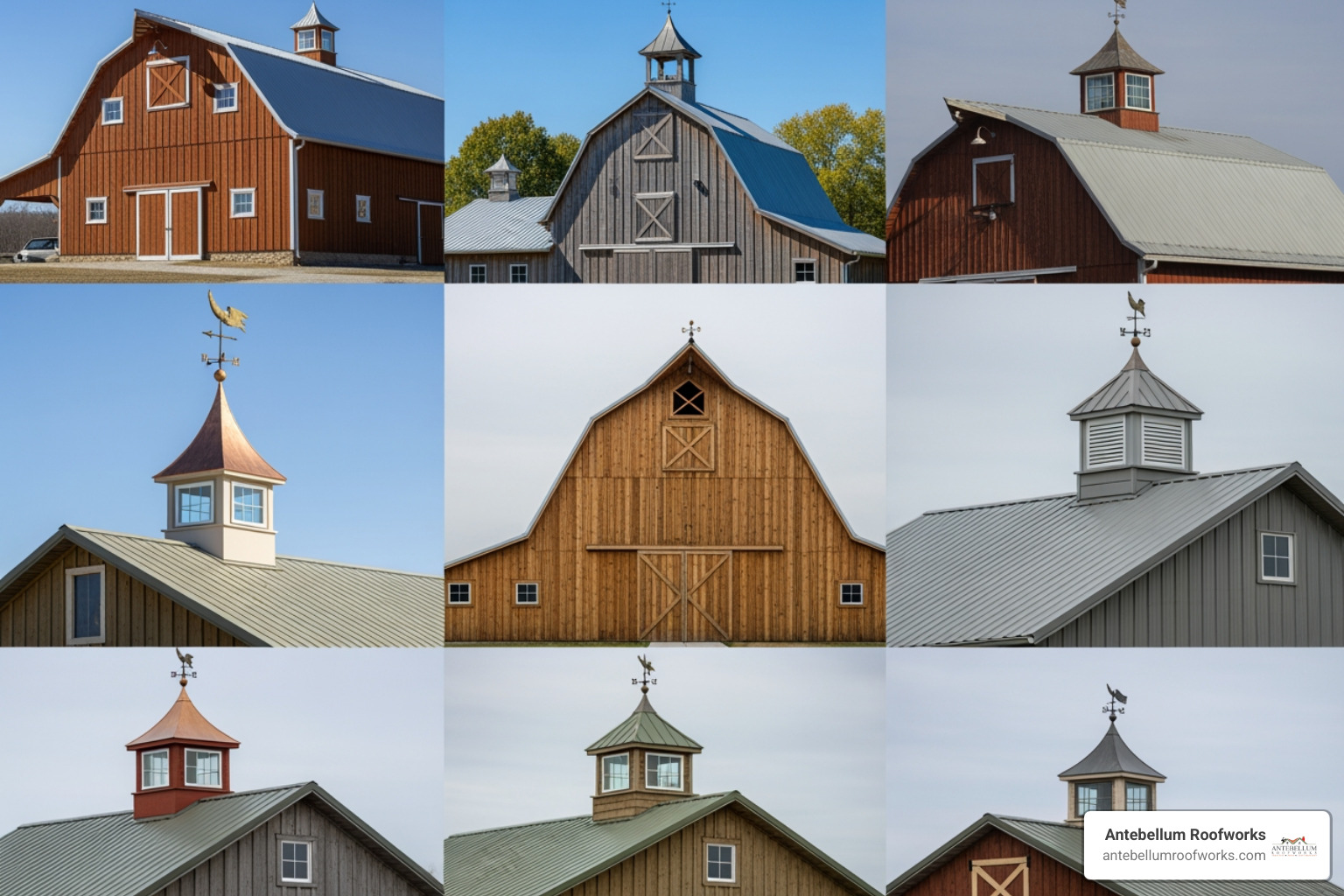 gallery of diverse cupola styles and materials on Tennessee barns - barn cupola