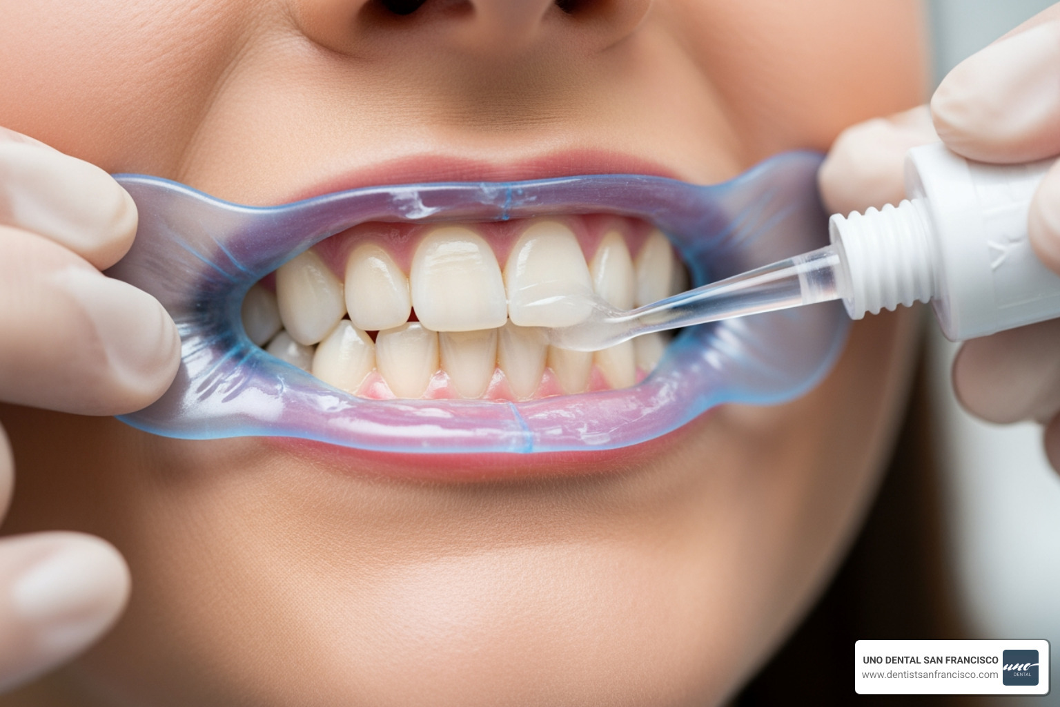 dental professional applying whitening gel with gum protection in place - does professional whitening damage teeth dental professional applying whitening gel with gum protection in place - does professional whitening damage teeth