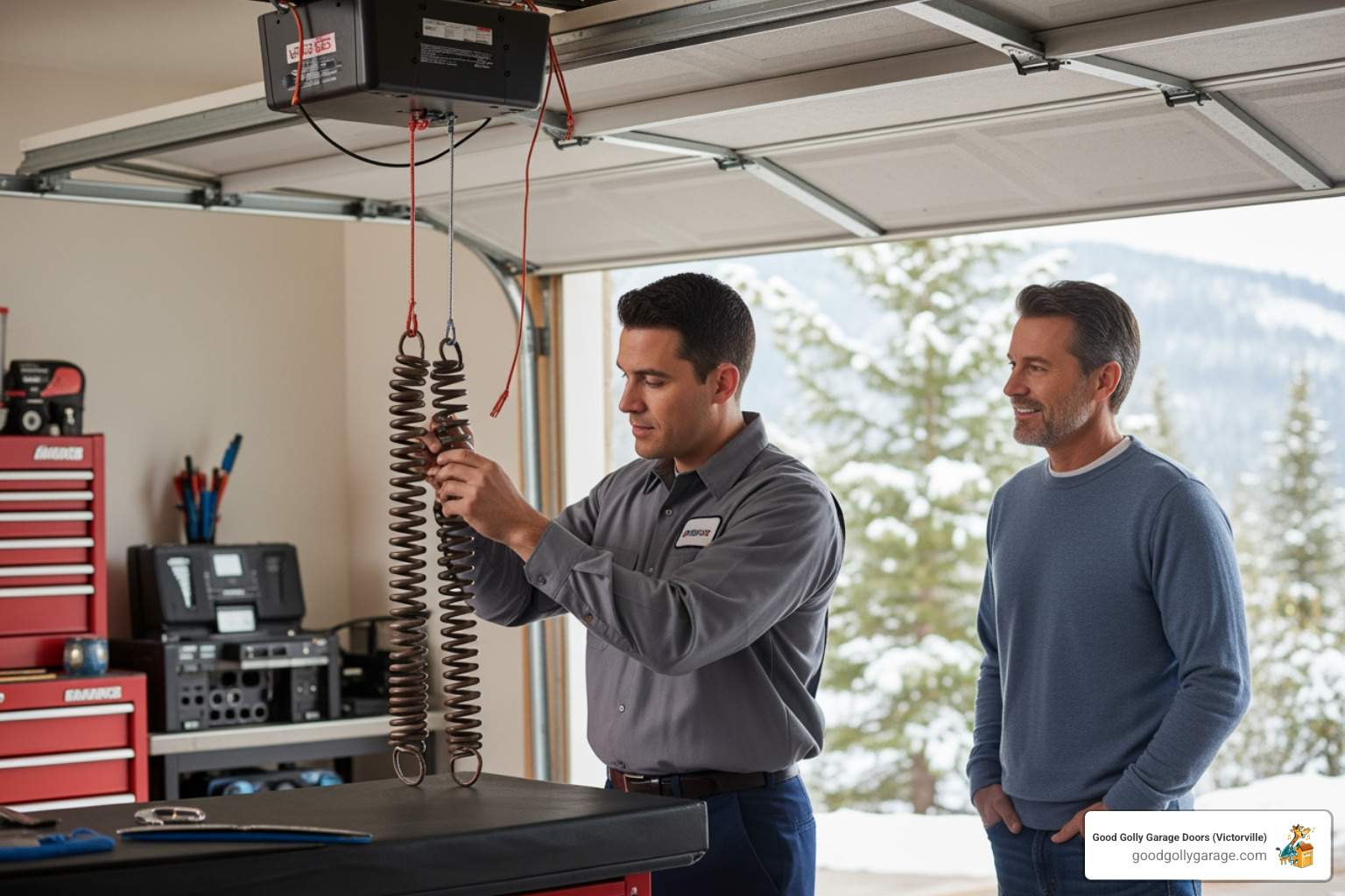 Infographic showing key indicators of quality garage door service: 4.7+ star ratings, same-day service availability, technician expertise in spring and opener repair, transparent service, positive feedback on professionalism and punctuality, and local climate knowledge for Lake Arrowhead conditions - Garage Door Maintenance Reviews in Lake Arrowhead CA Infographic showing key indicators of quality garage door service: 4.7+ star ratings, same-day service availability, technician expertise in spring and opener repair, transparent service, positive feedback on professionalism and punctuality, and local climate knowledge for Lake Arrowhead conditions - Garage Door Maintenance Reviews in Lake Arrowhead CA