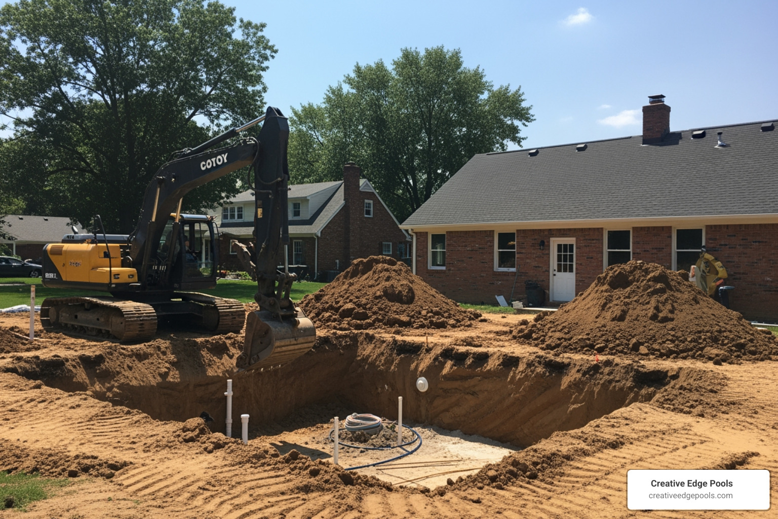 gunite pool excavation and site preparation - backyard remodel with pool cost