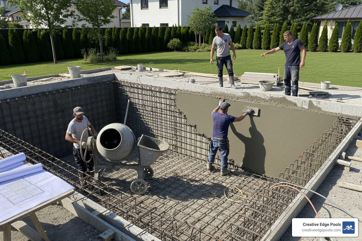 completed inground pool - Concrete pool installation cost
