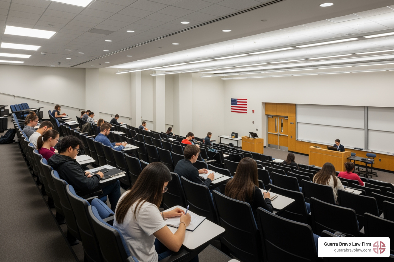 U.S. university lecture hall - student visa compliance