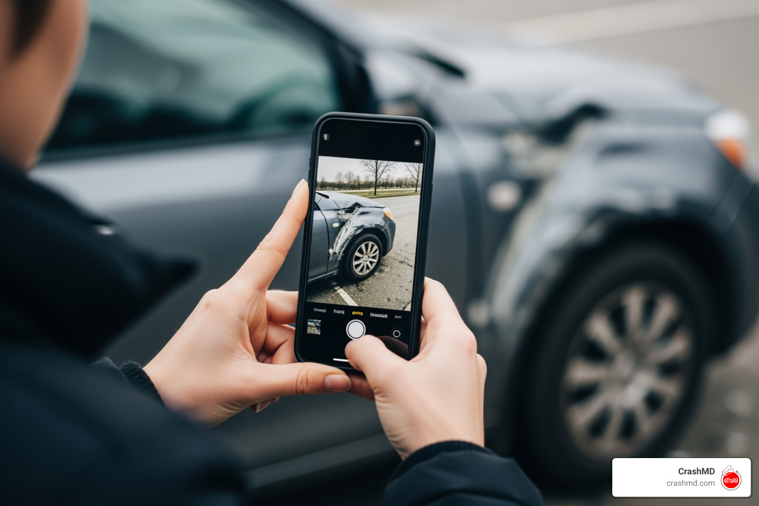 driver taking photos of vehicle damage - Car accident legal driver taking photos of vehicle damage - Car accident legal