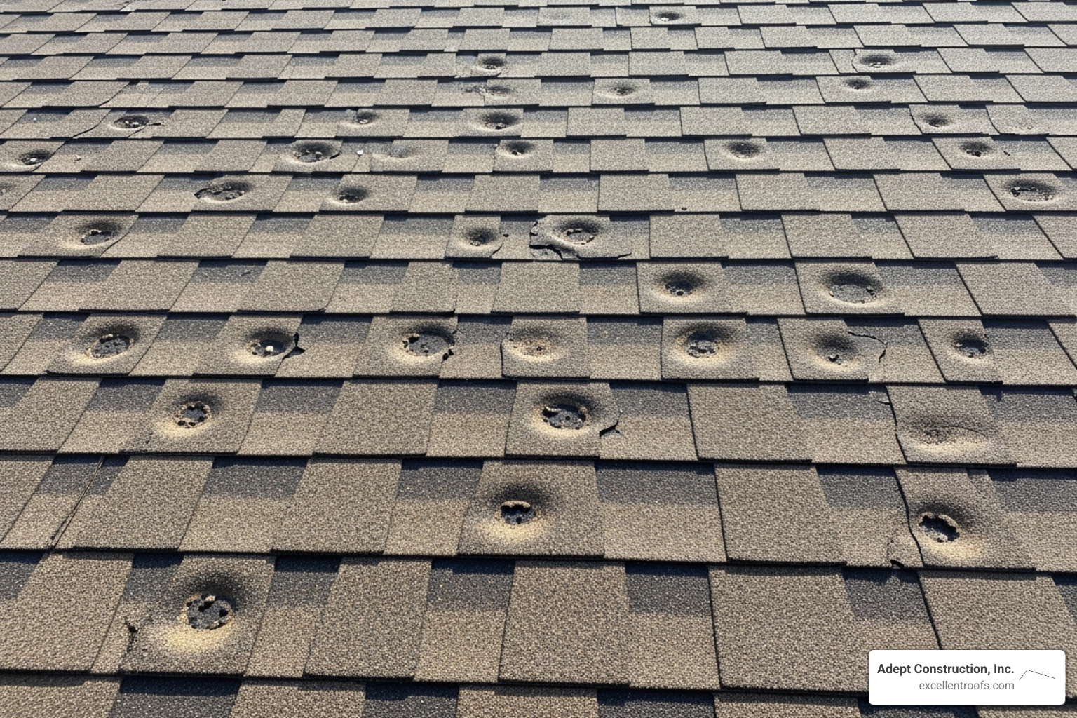 hail-damaged asphalt shingles - Downers Grove storm damage