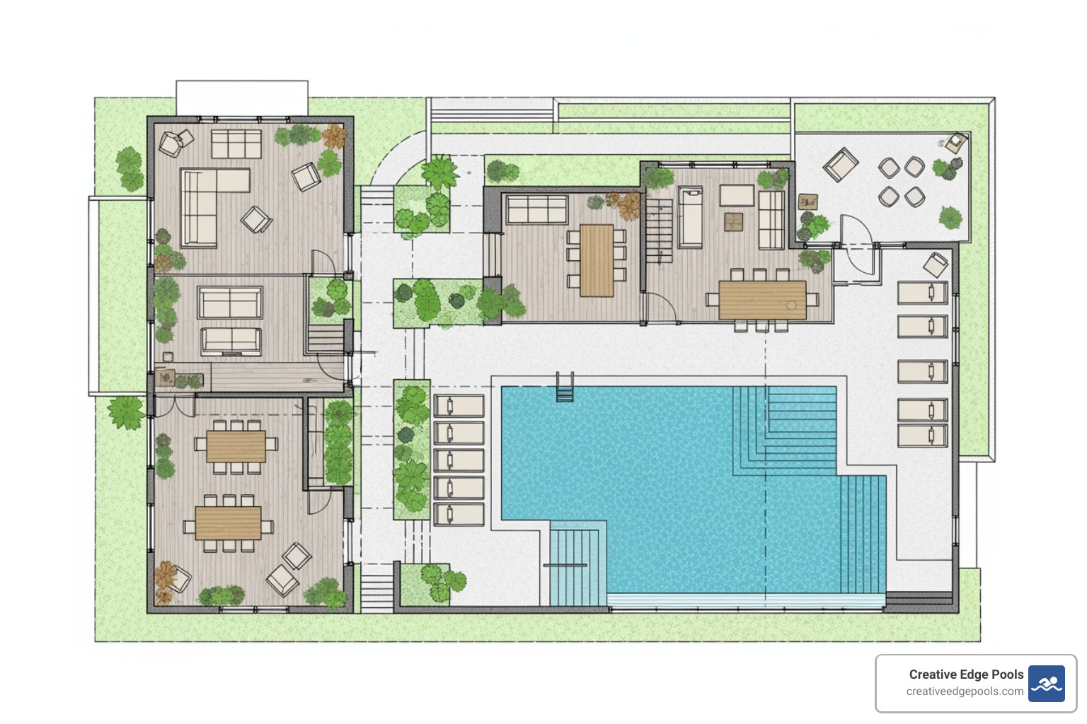 patio design blueprint - poolside patio installation