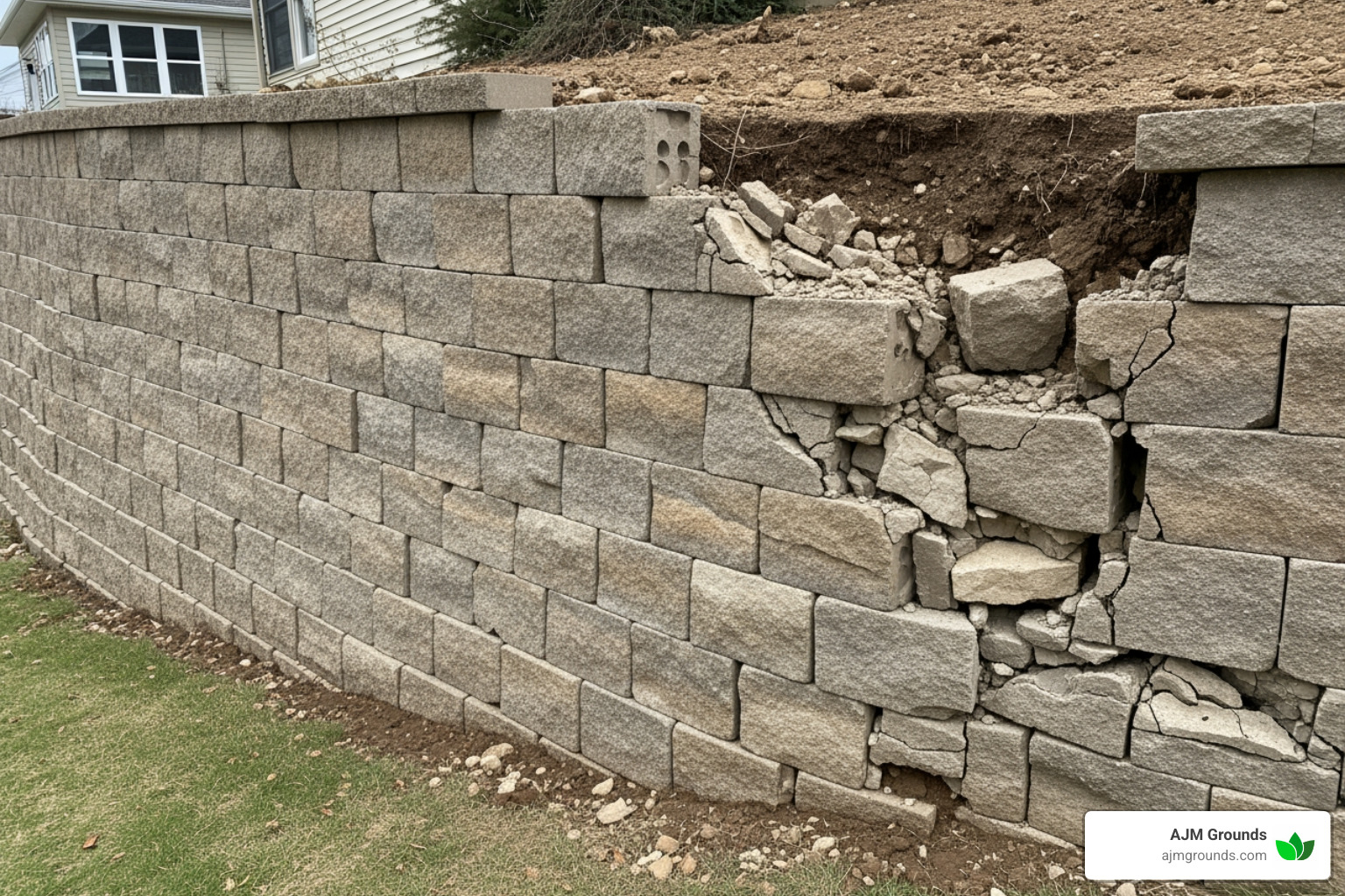leaning retaining wall showing structural distress - retaining wall repair near me leaning retaining wall showing structural distress - retaining wall repair near me