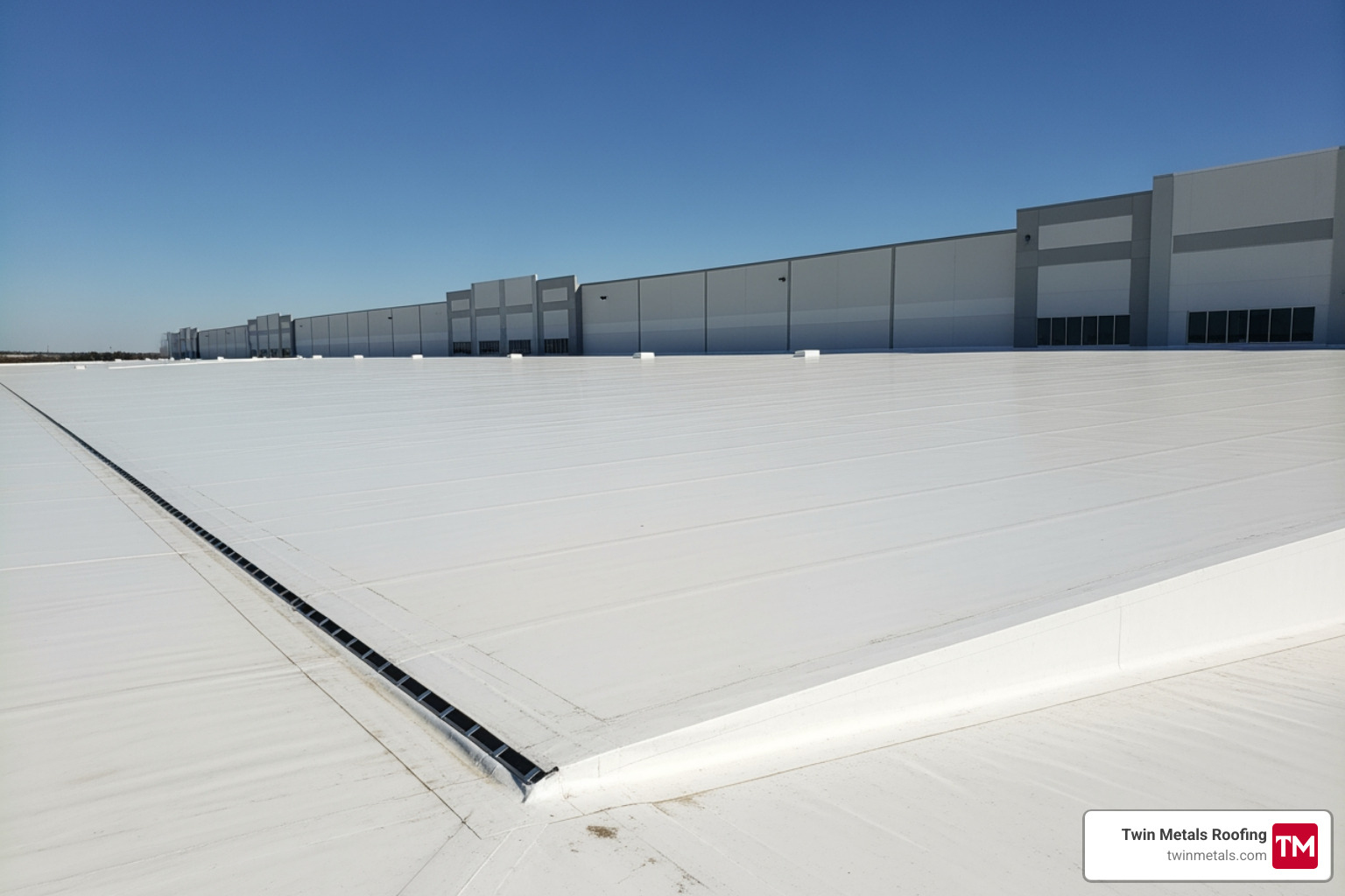 warehouse with a white reflective TPO roof - flat roof commercial warehouse with a white reflective TPO roof - flat roof commercial