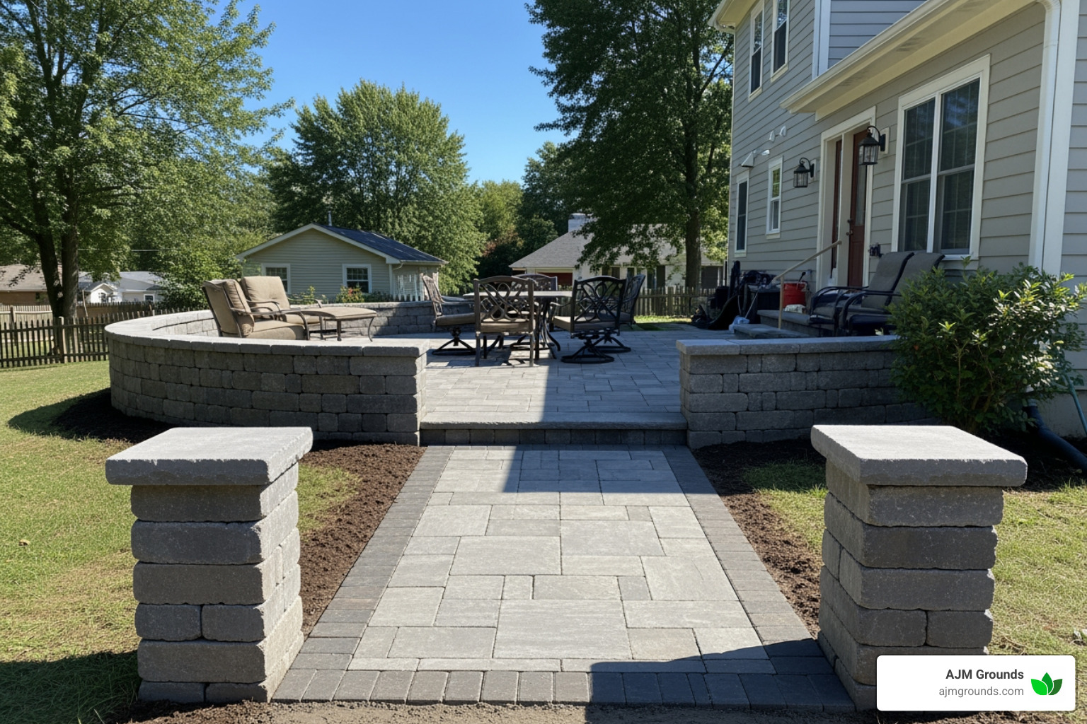 a stone walkway and patio installation - Patio contractors Bedford MA a stone walkway and patio installation - Patio contractors Bedford MA