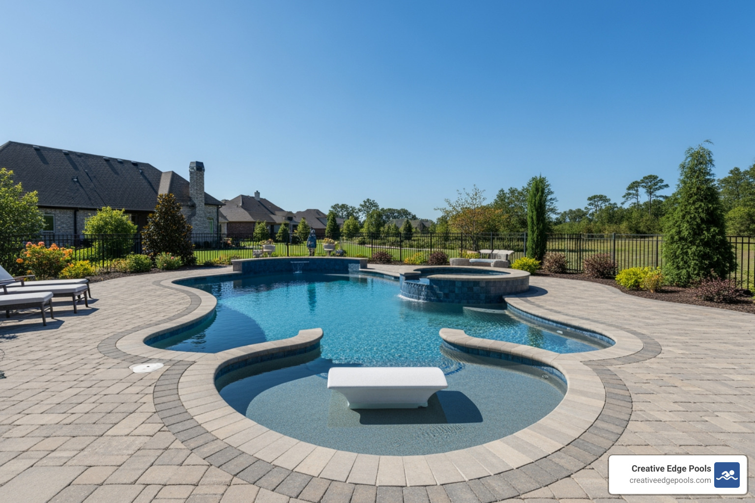 a custom gunite pool - pool and landscaping companies near me