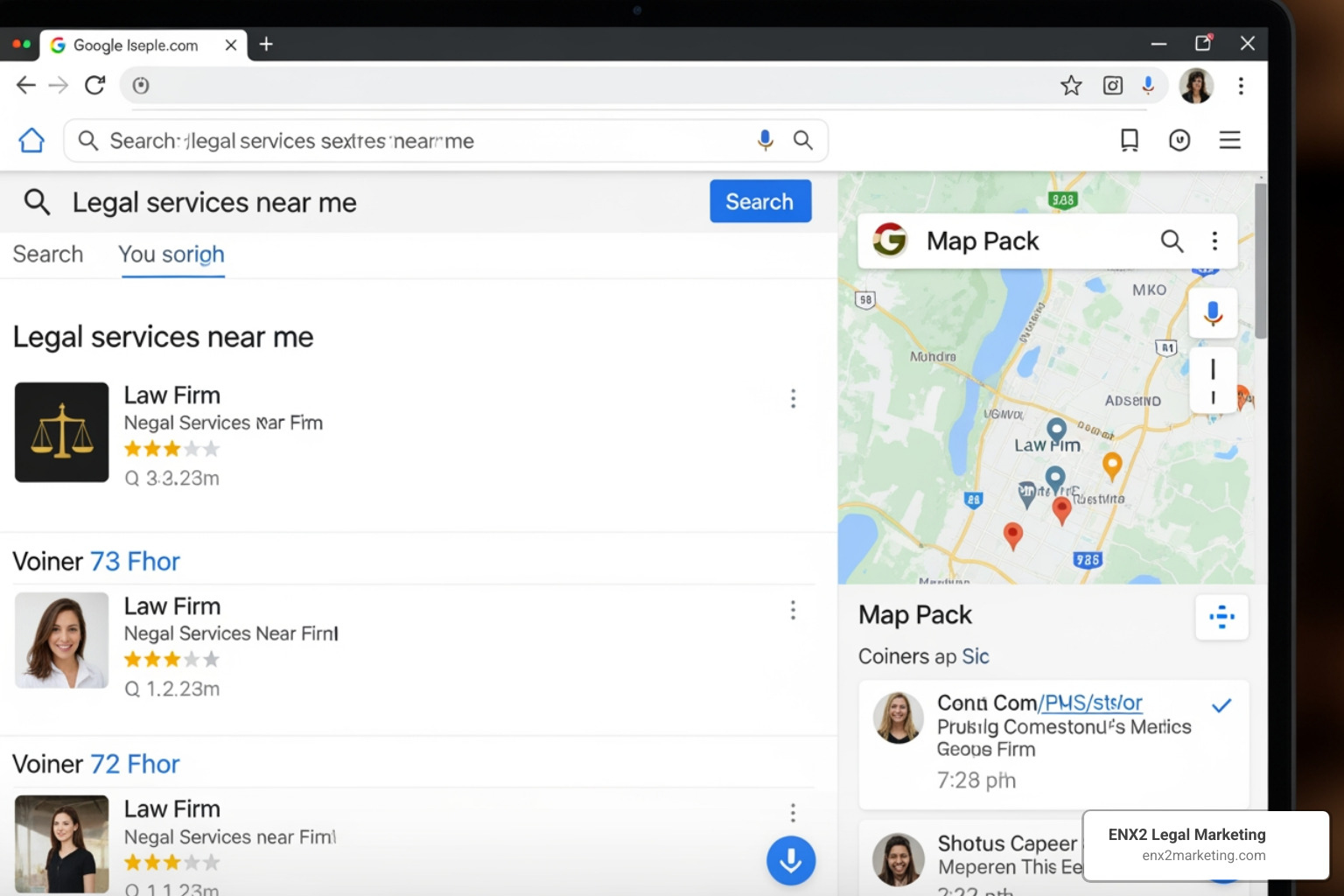 Search engine results page highlighting legal services for a law firm - digital marketing for law firm Search engine results page highlighting legal services for a law firm - digital marketing for law firm