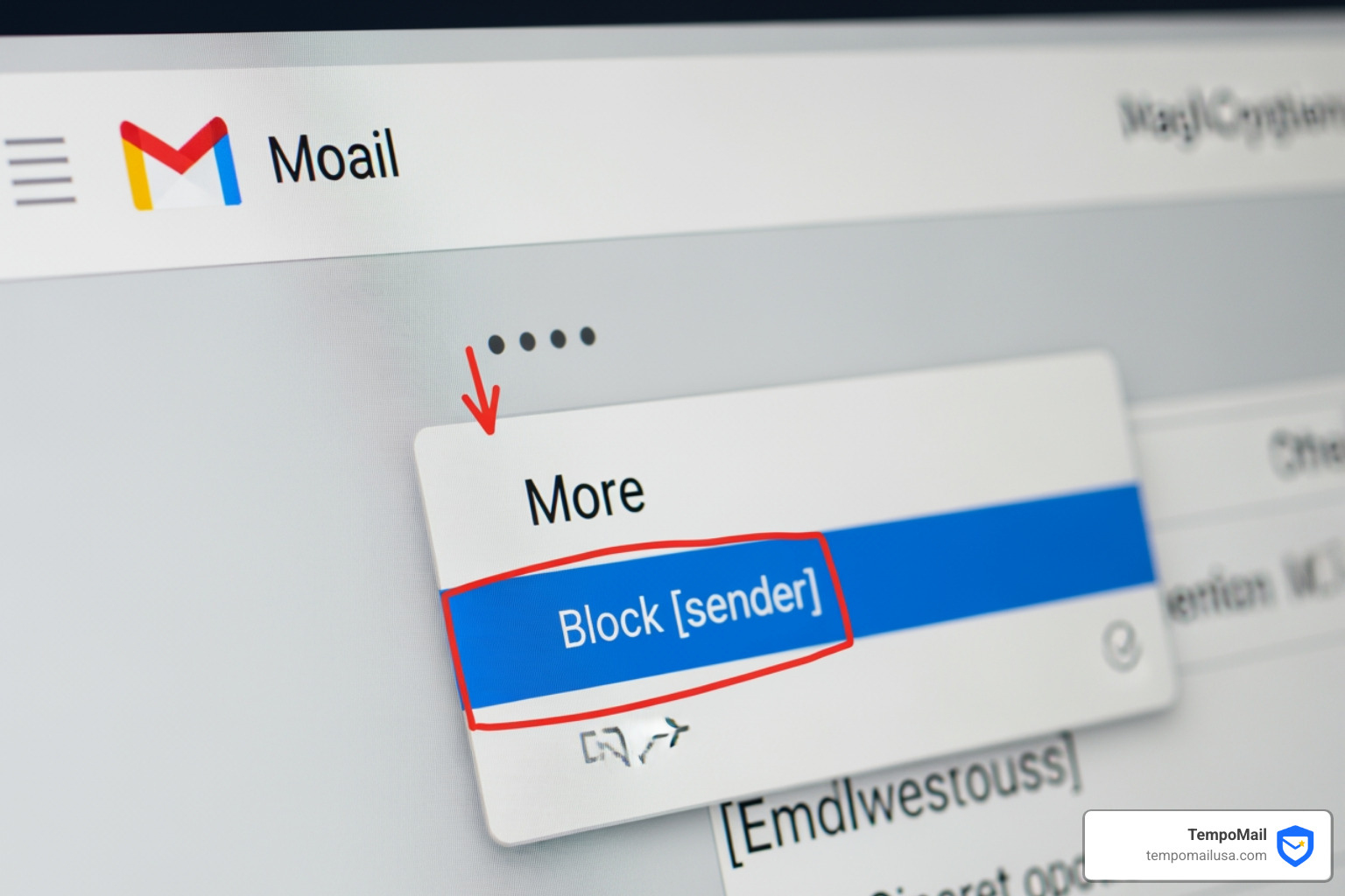Gmail "More" menu with block option highlighted - how do i block a gmail address Gmail "More" menu with block option highlighted - how do i block a gmail address