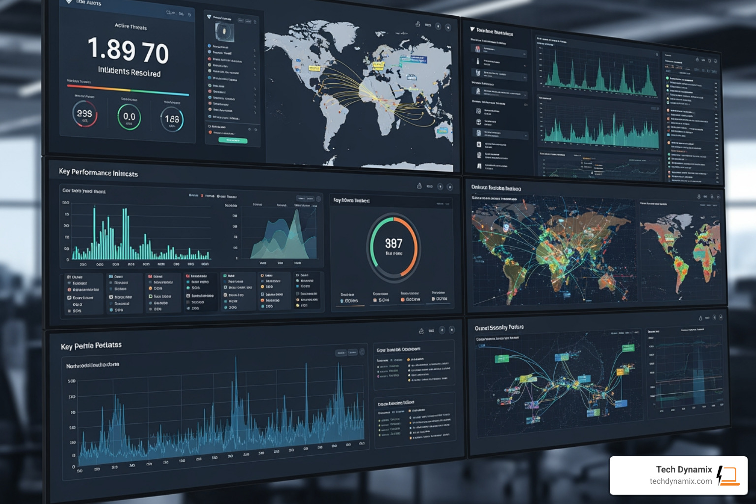 security operations center (SOC) dashboard displaying threat intelligence and real-time network activity - ai network security