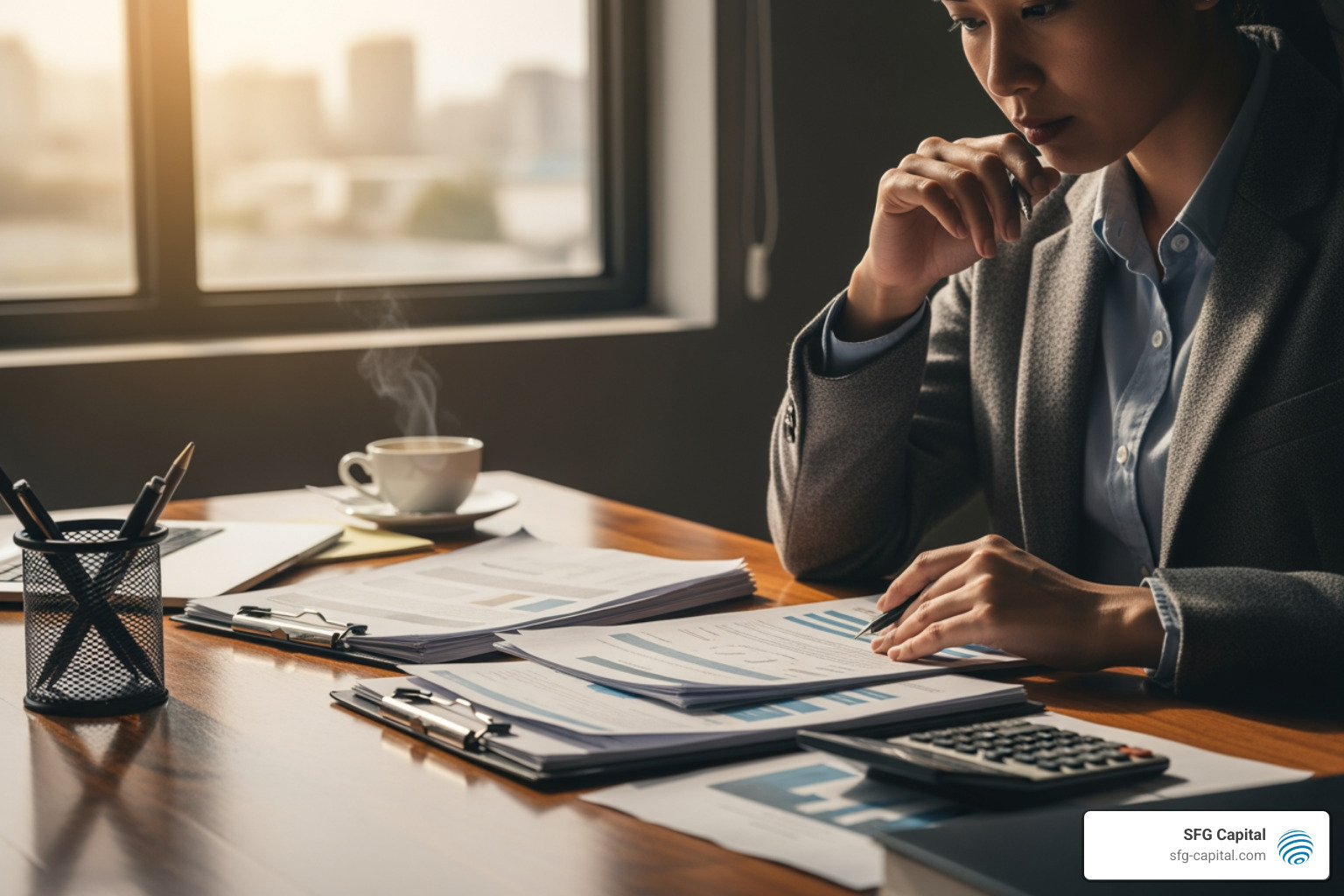 business owner reviewing financial documents - ERC loan advance