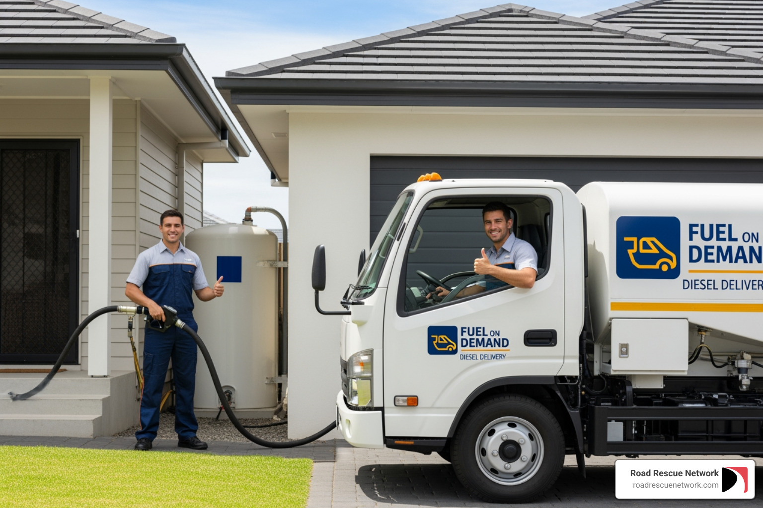 service truck at night - diesel door delivery