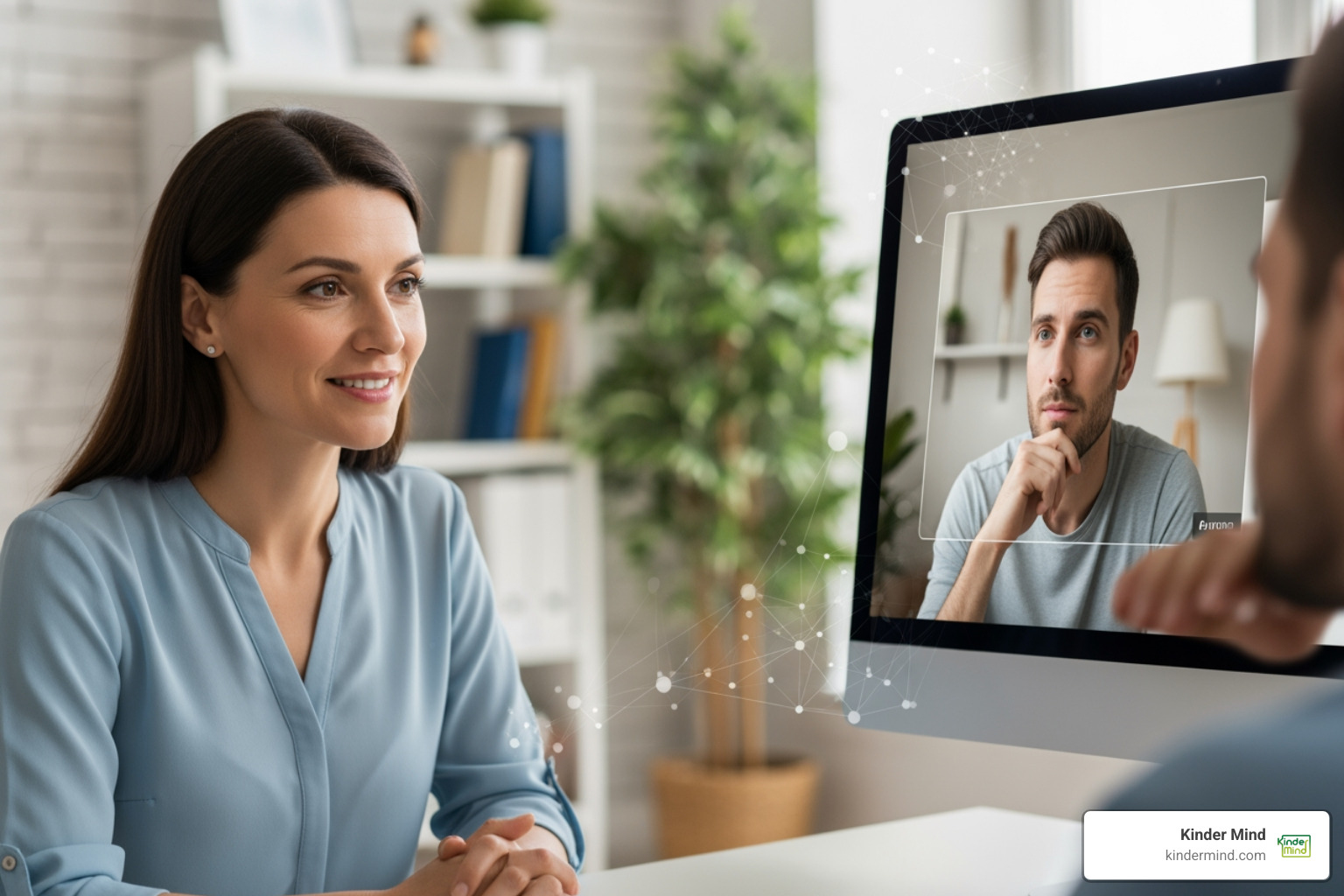 digital connection between a therapist and client - professional online counseling
