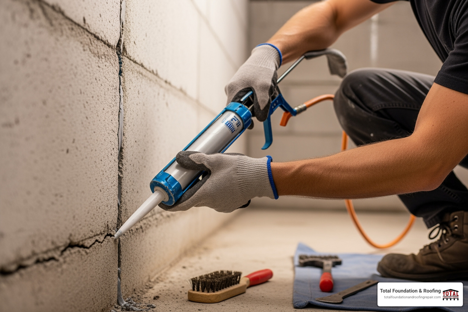 horizontal and vertical crack patterns - foundation crack sealing