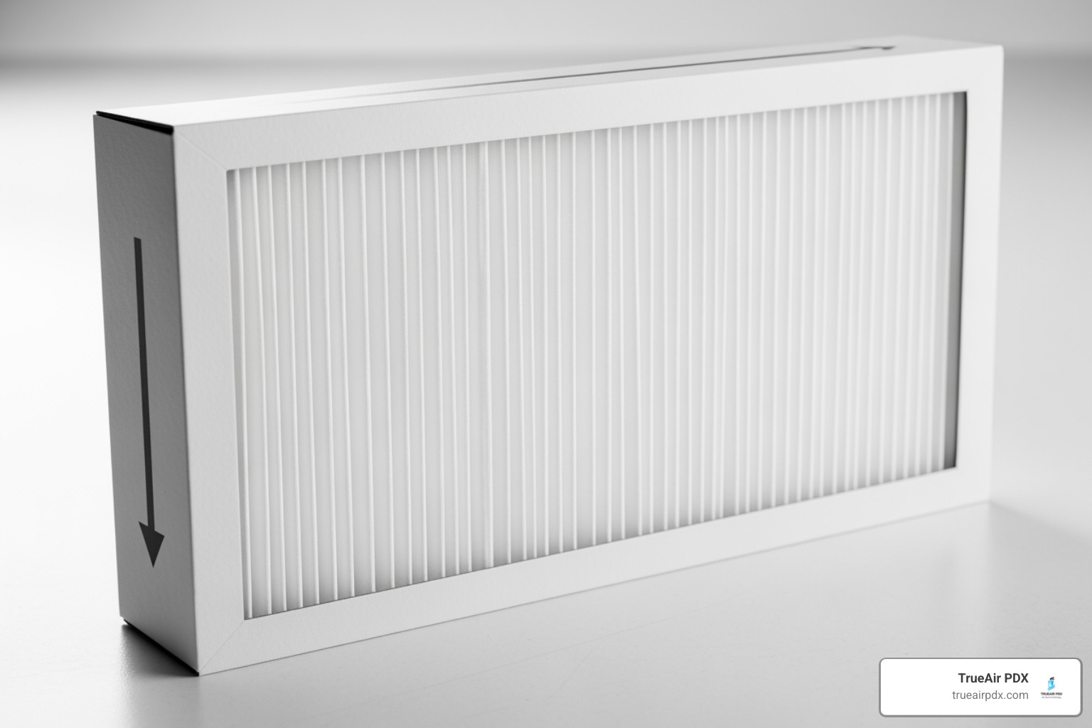 A clean HVAC air filter, ready for installation - air quality improvement Portland