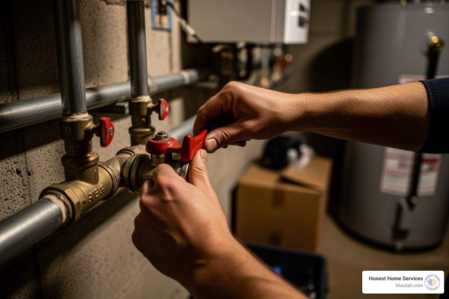 homeowner turning off a water valve - 24 7 water heater repair homeowner turning off a water valve - 24 7 water heater repair