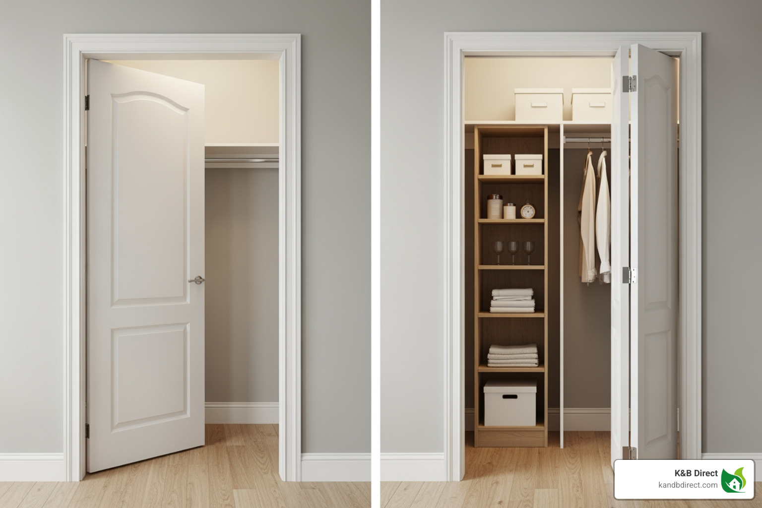 comparing traditional swing doors vs bi-fold doors - 60 bi fold barn door hardware kit