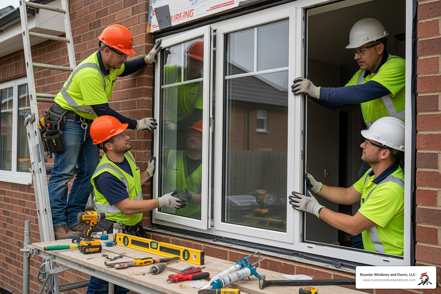 Image of energy-efficient windows being installed - window replacement program chicago
