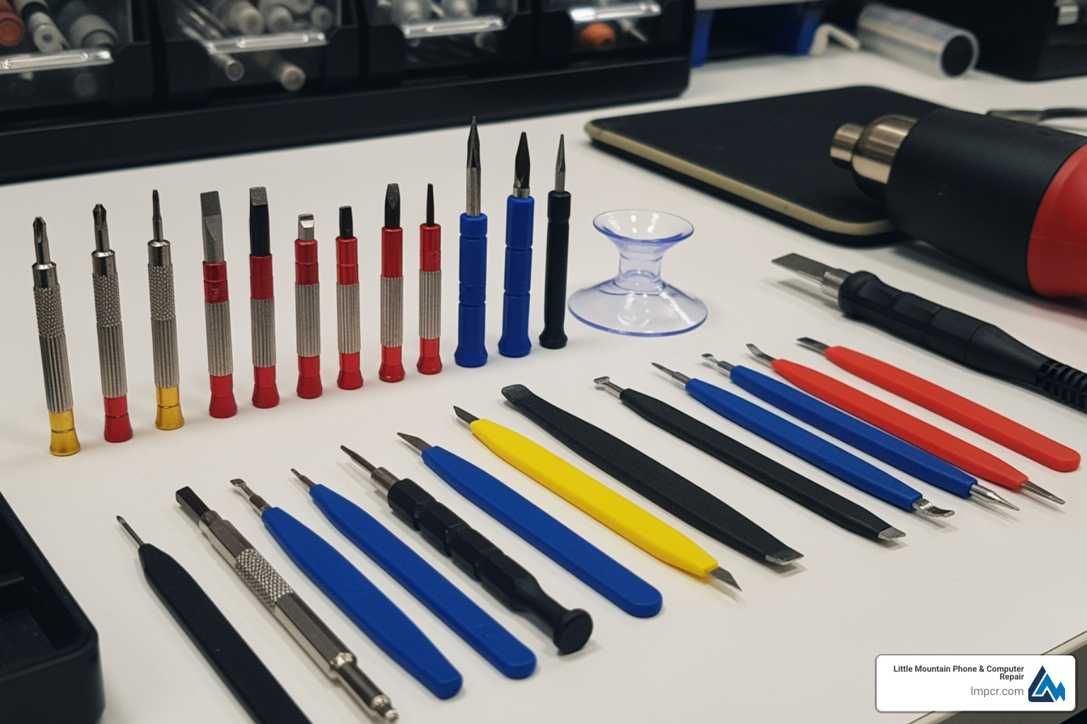 A collection of smartphone repair tools - a32 screen replacement