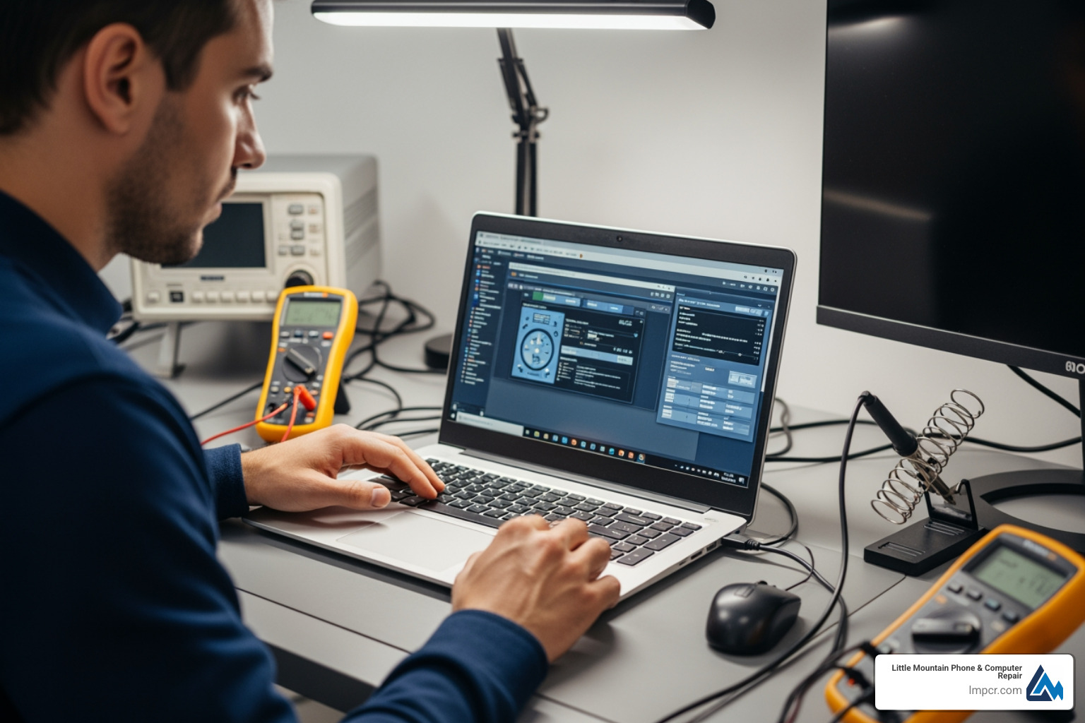 Image of a technician optimizing a laptop - Computer optimization service