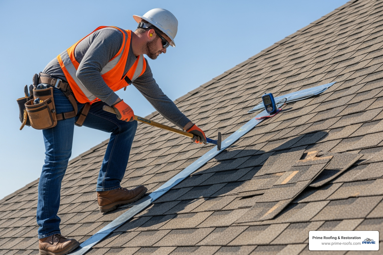 of a roof inspection in progress - hoover al roofing