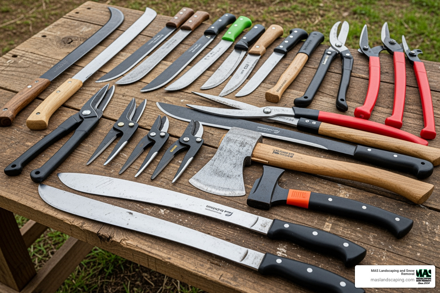 various cutting tools - hand tools for clearing brush