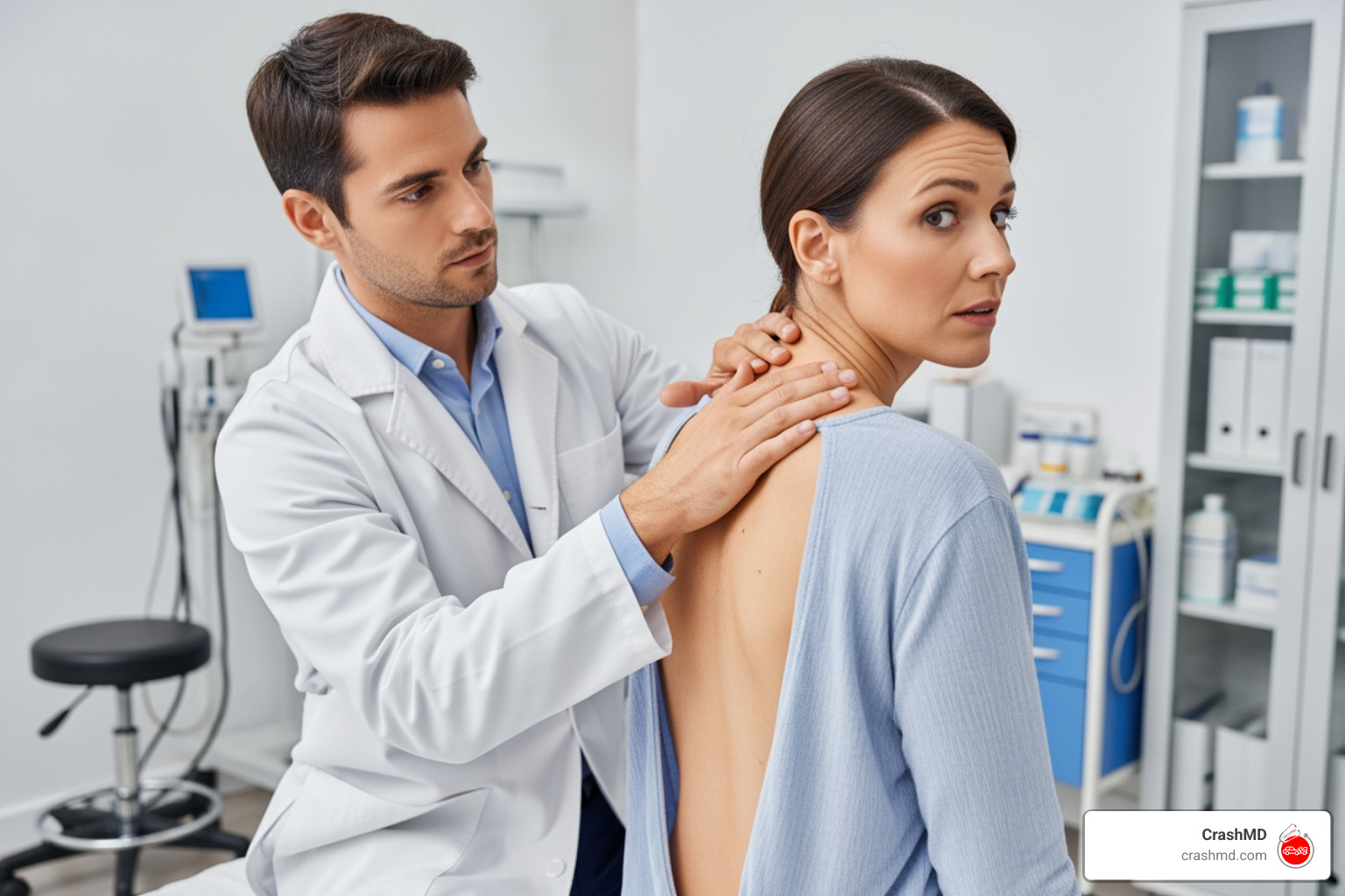 patient receiving a medical evaluation - california car crash doctors patient receiving a medical evaluation - california car crash doctors