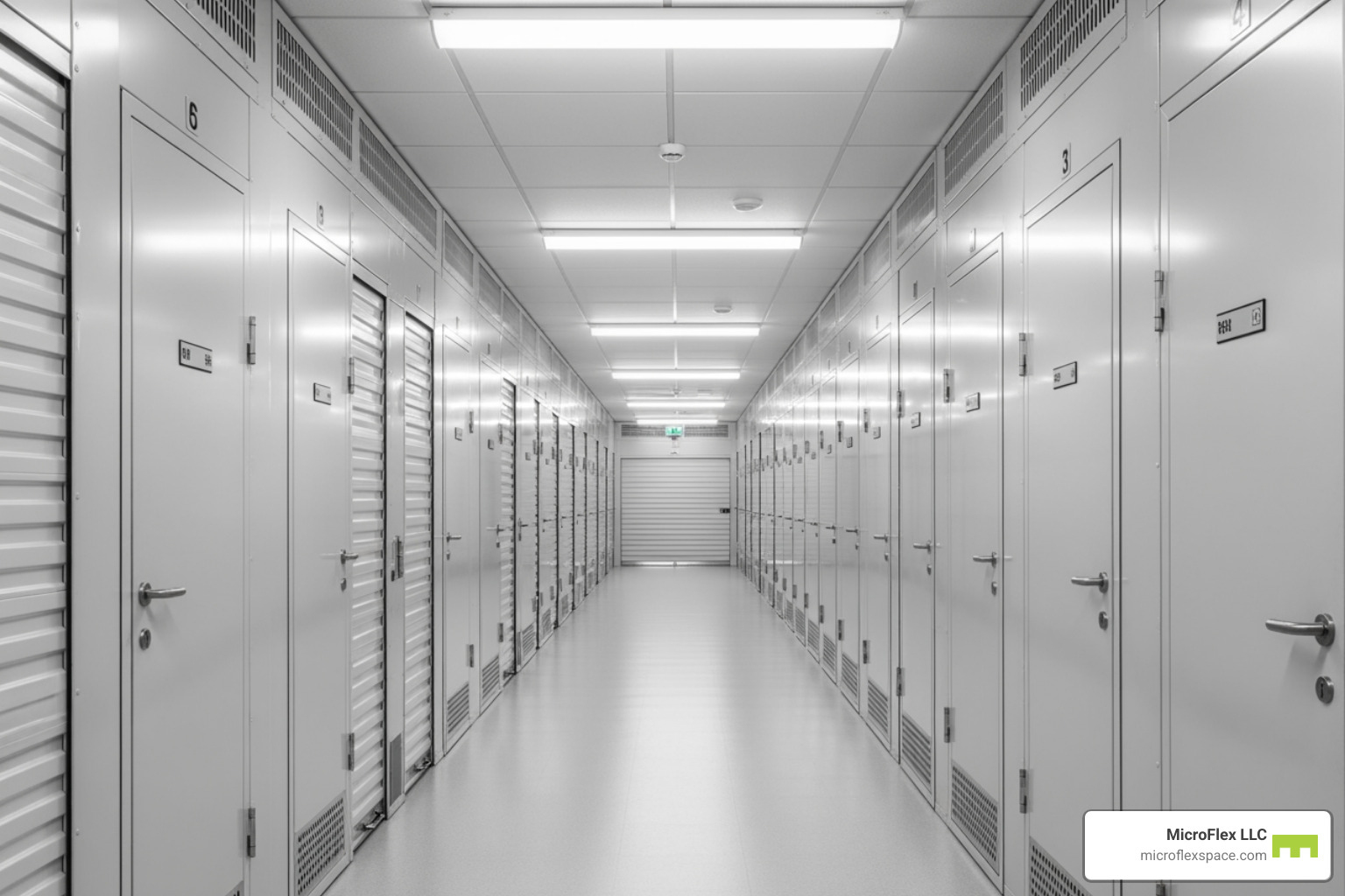 Clean, climate-controlled storage hallway - Huntsville AL storage units Clean, climate-controlled storage hallway - Huntsville AL storage units