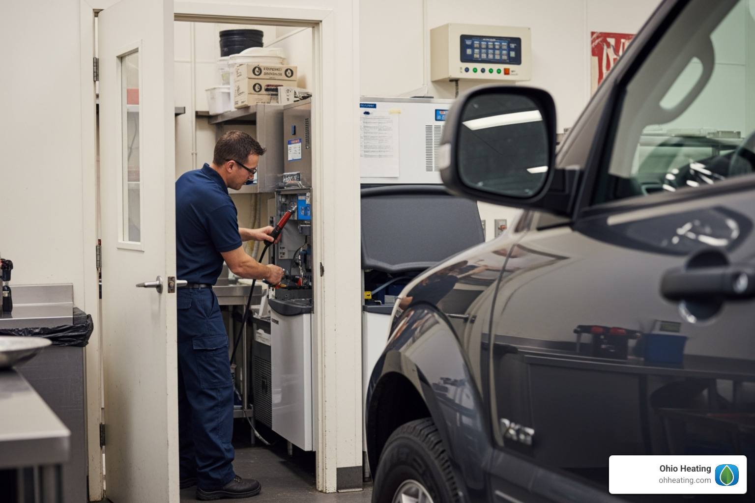 technician performing maintenance on a commercial ice machine - Ice machine service contract