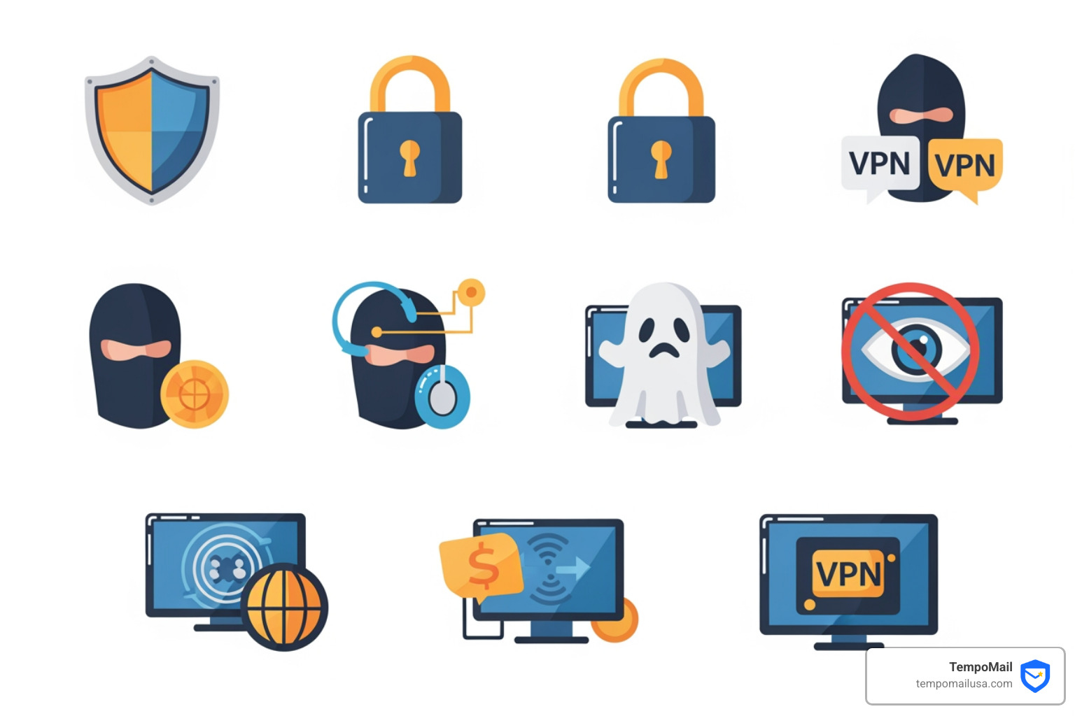 various privacy software icons - online privacy software