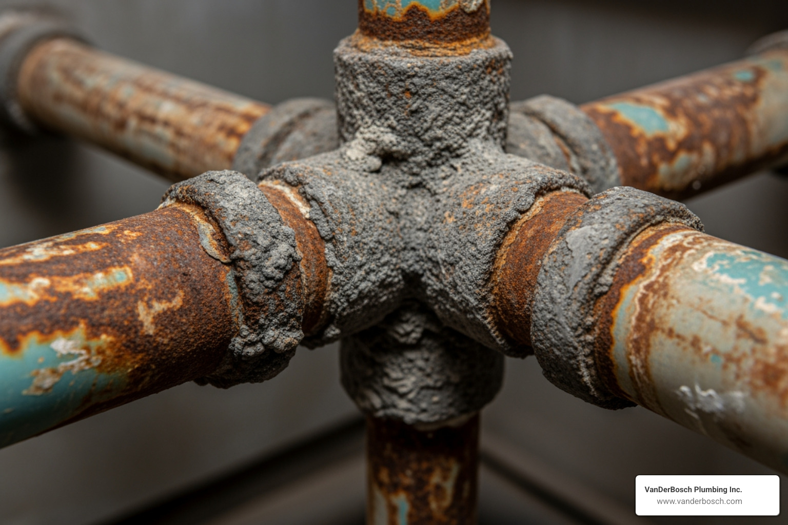Aging infrastructure showing corroded pipes and mineral buildup which common in older commercial properties - Commercial plumbing Oak Park