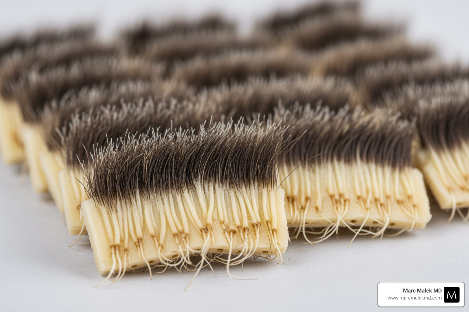 Close-up of healthy follicular unit grafts ready for implantation - fue hair implant Close-up of healthy follicular unit grafts ready for implantation - fue hair implant