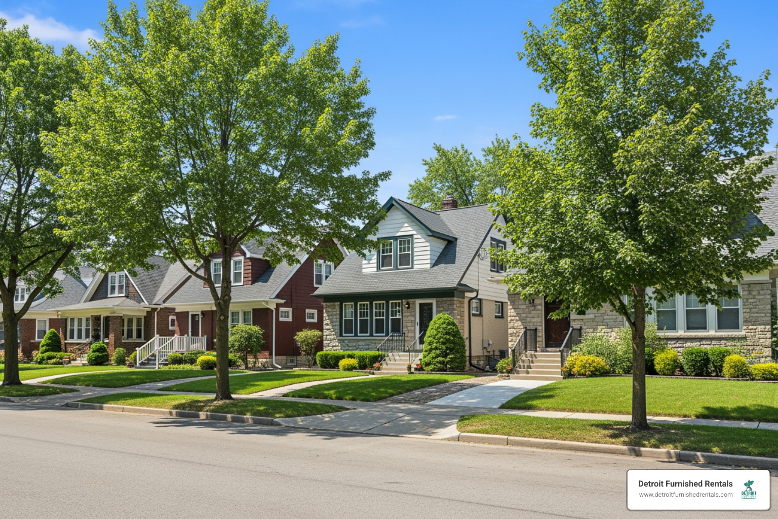 a charming residential street in a Detroit neighborhood - house rental one month metro detroit