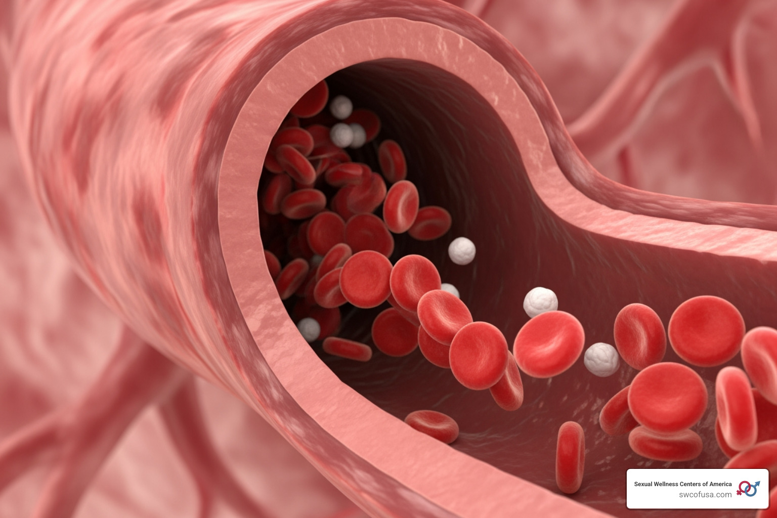 Microscopic view of healthy blood vessels showing clear pathways and strong arterial walls - shockwave therapy for ed near me Microscopic view of healthy blood vessels showing clear pathways and strong arterial walls - shockwave therapy for ed near me