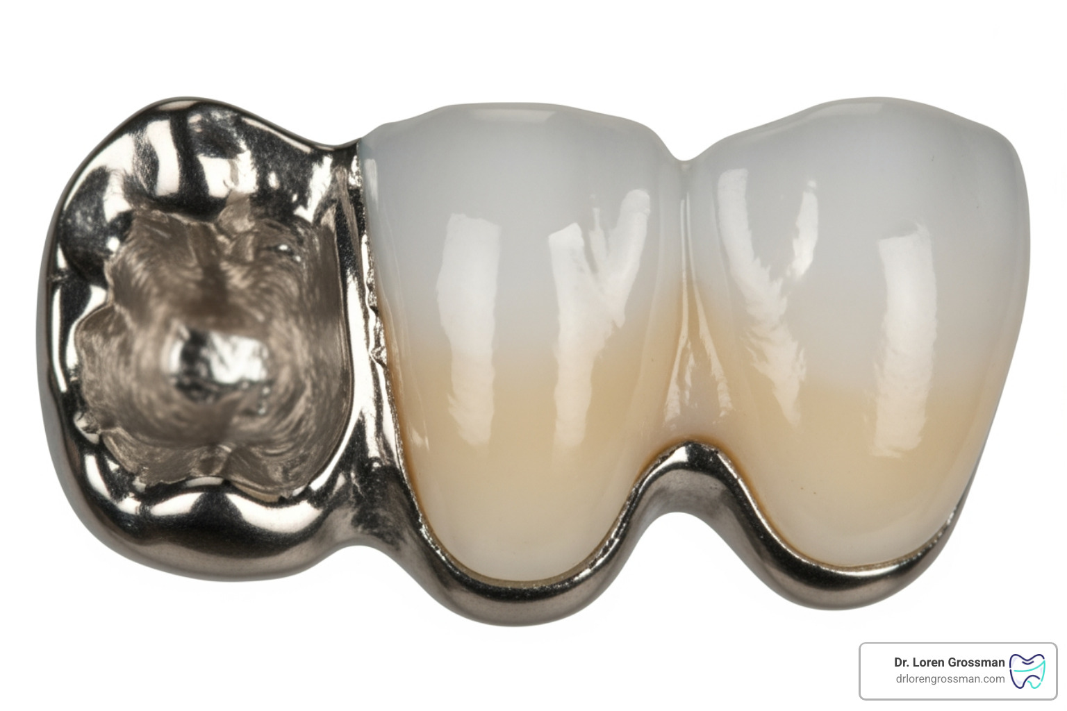 porcelain fused to metal crown showing the metal interior for strength and the porcelain exterior for aesthetics - dental crowns bridges porcelain fused to metal crown showing the metal interior for strength and the porcelain exterior for aesthetics - dental crowns bridges