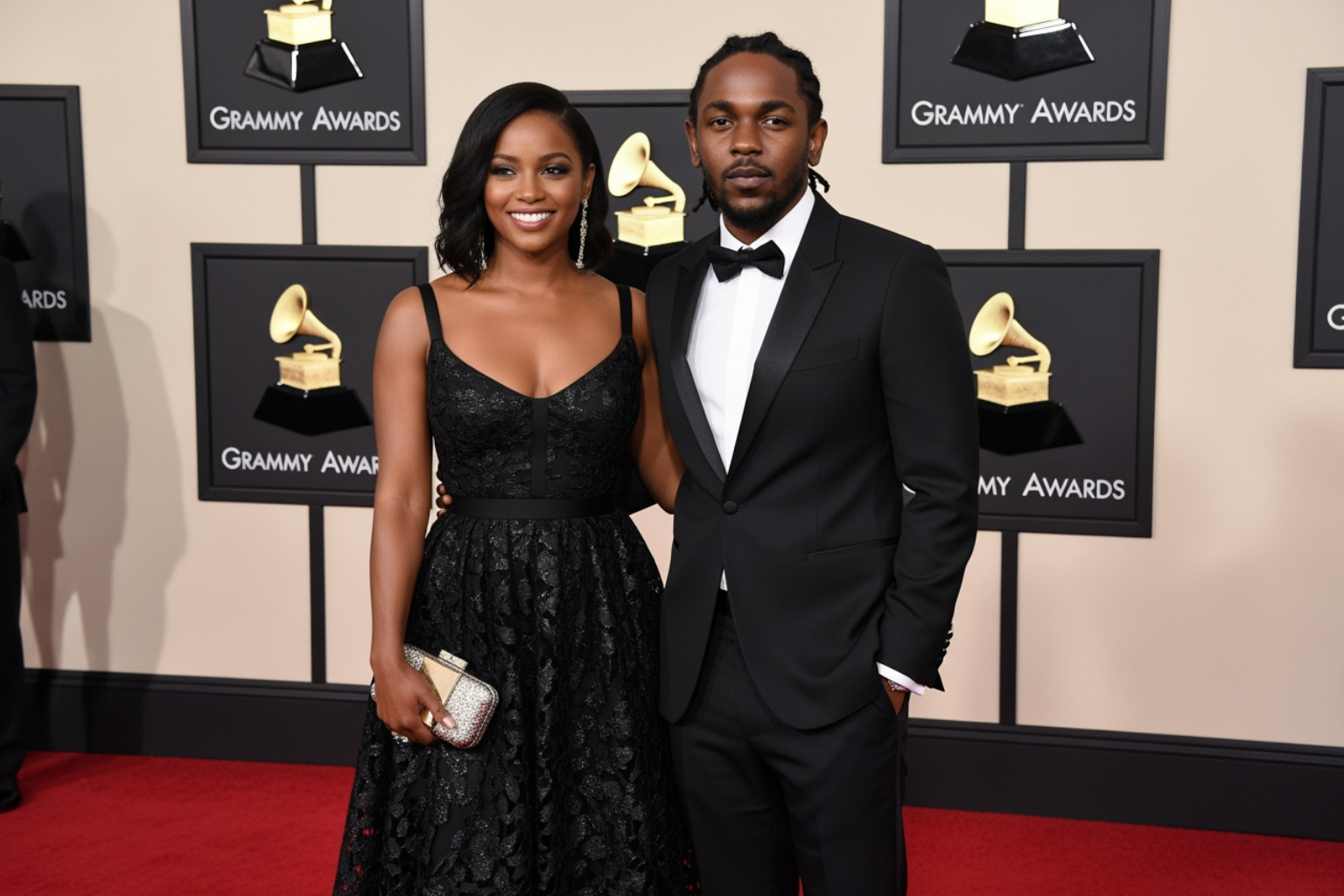 Kendrick Lamar and Whitney Alford making their first public debut at the 56th Grammy Awards in 2014 - kendrick lamar wife