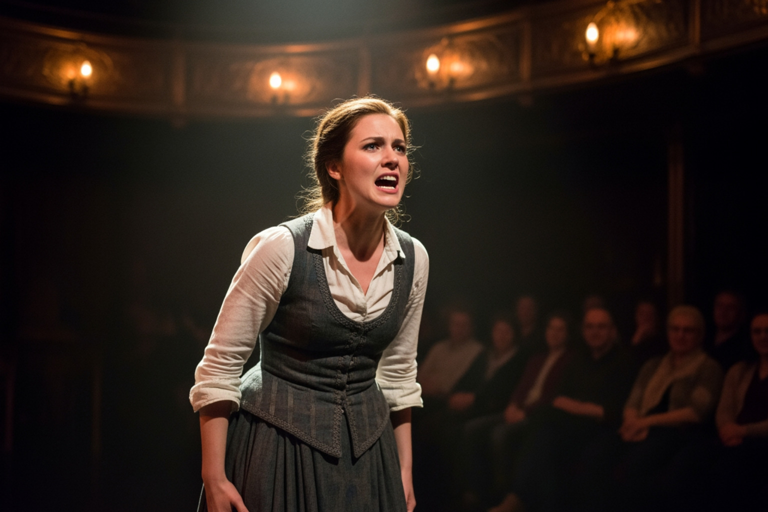 Emily Bader performing in an early theater production showcasing her stage presence - emily bader
