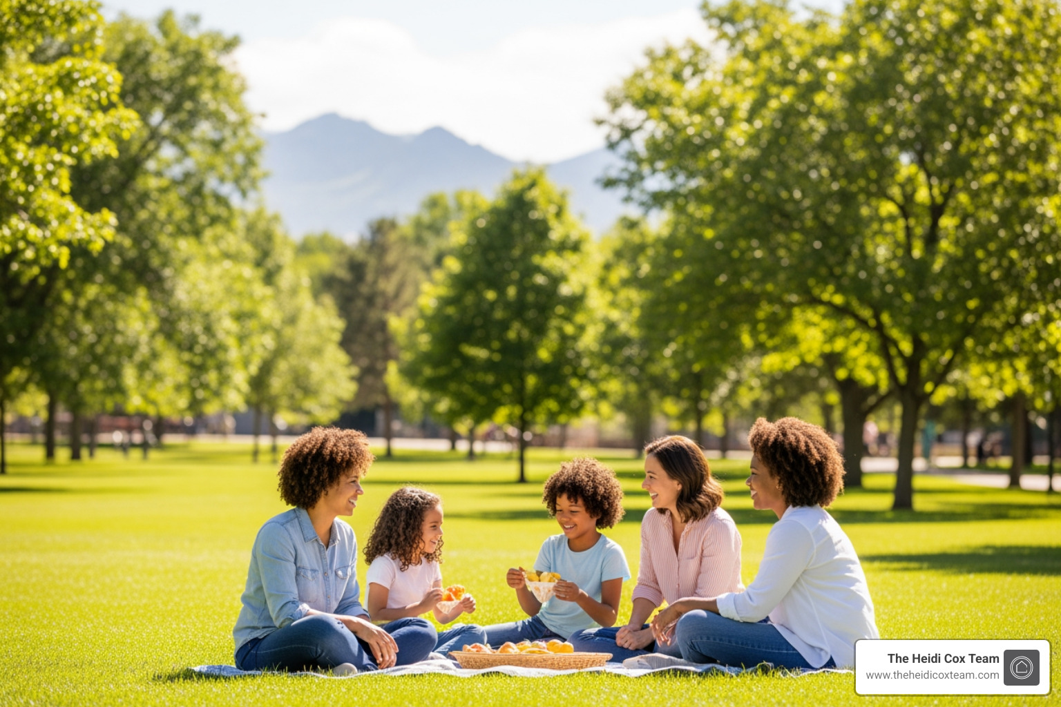 family enjoying sunny day at denver park - best places to live in denver colorado for families
