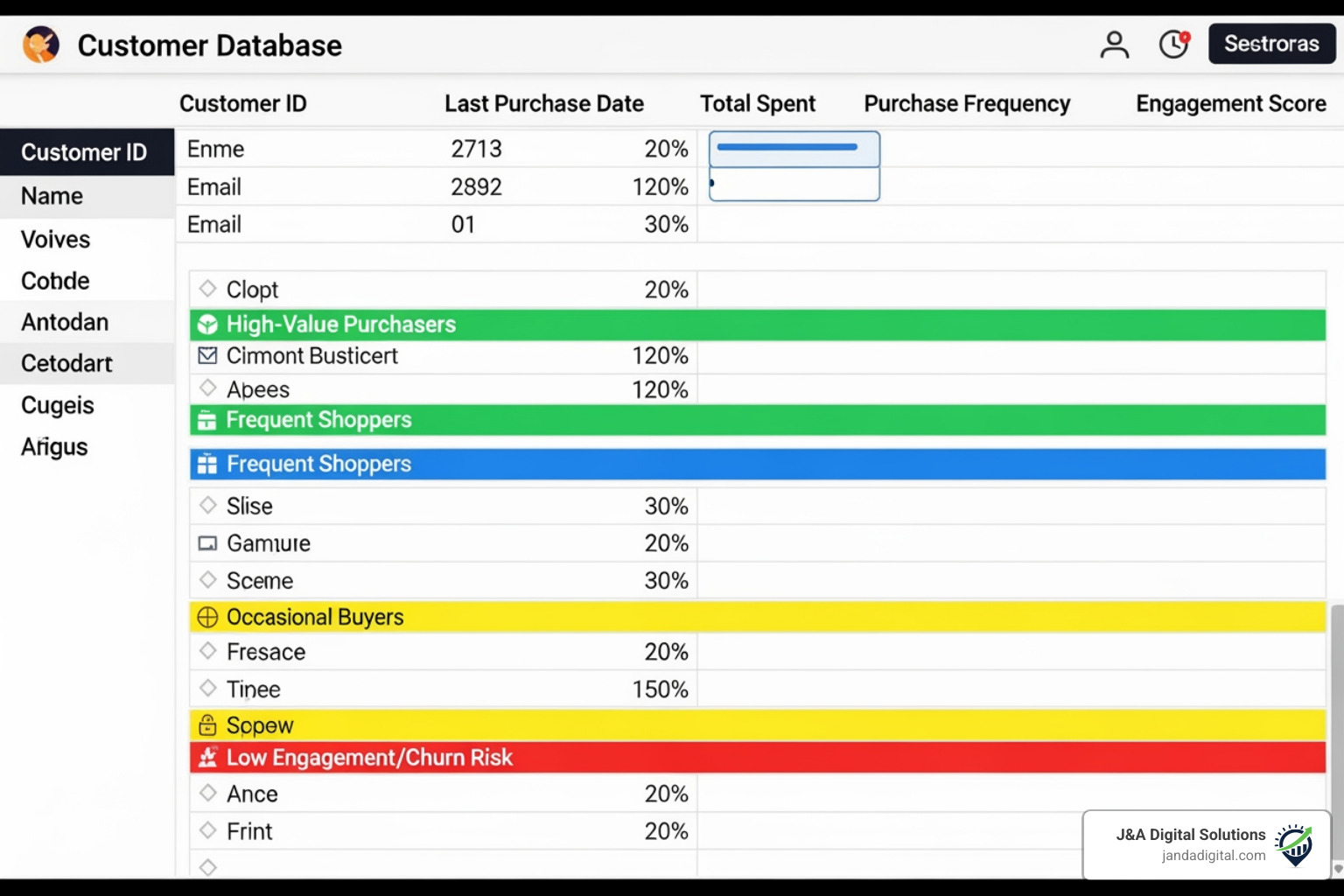 database showing segmented customer lists based on behavior - cyber monday text marketing strategy