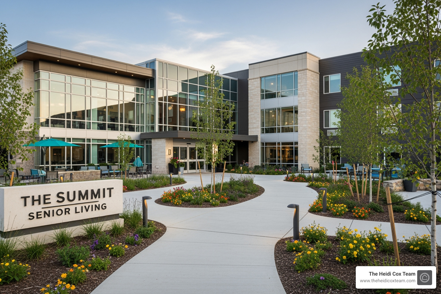 Modern and welcoming senior living community entrance in Denver - Denver senior living