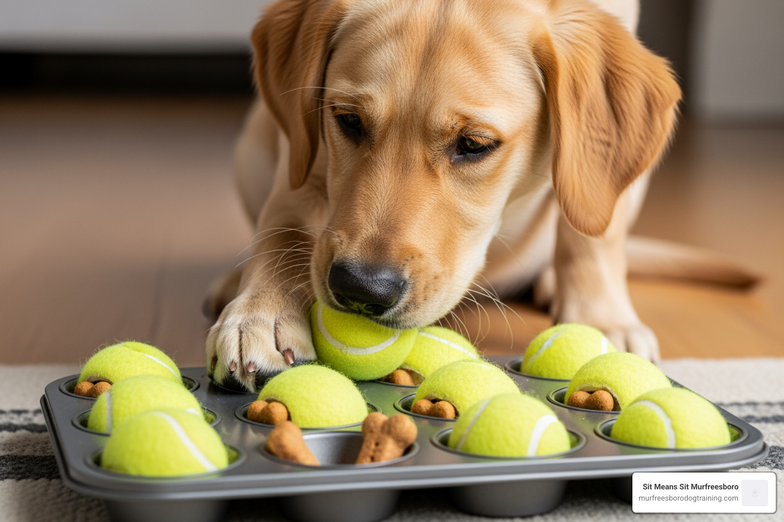 puppy solving a muffin tin puzzle - fun puppy training puppy solving a muffin tin puzzle - fun puppy training