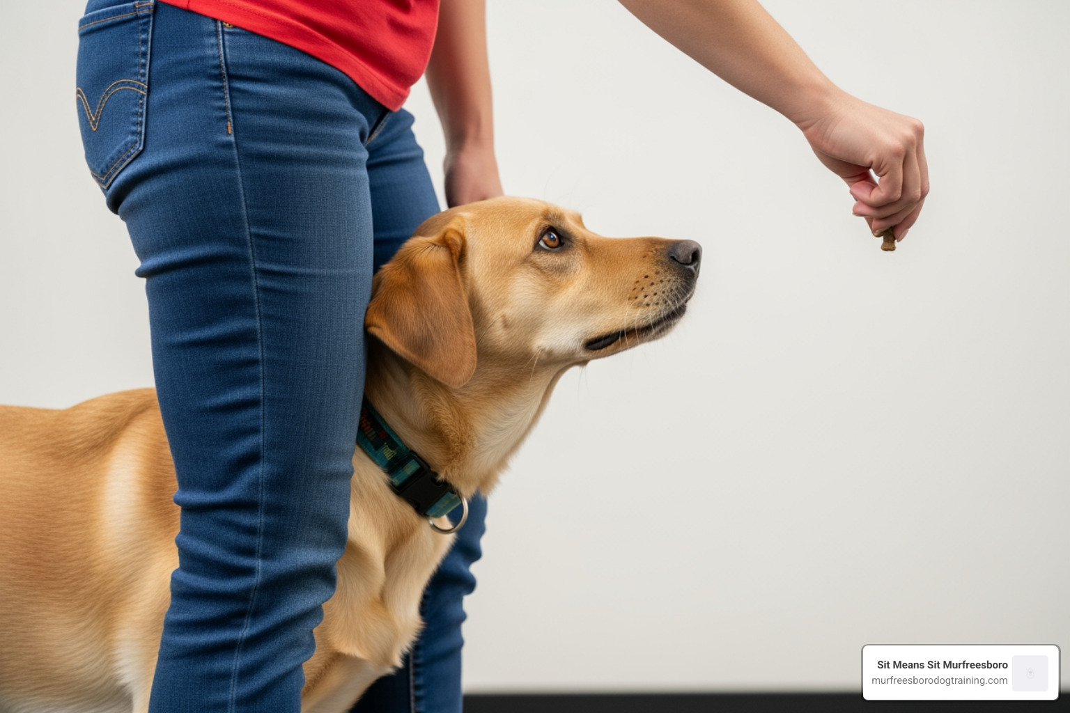 dog following a hand targeting lure into the heel position - Teach dog to heel dog following a hand targeting lure into the heel position - Teach dog to heel