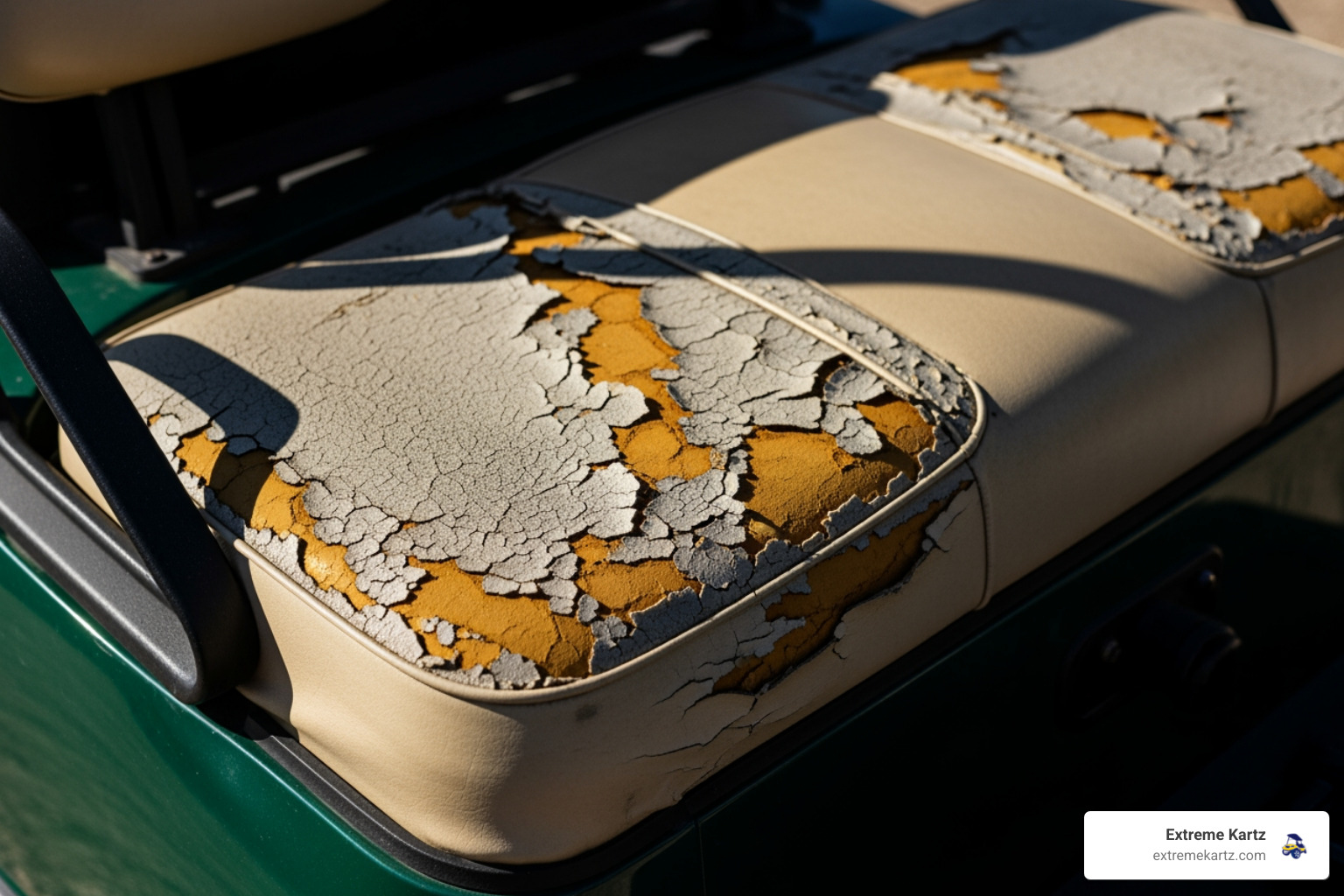 cracked and weathered golf cart seat vinyl - club car ds seat cover replacement