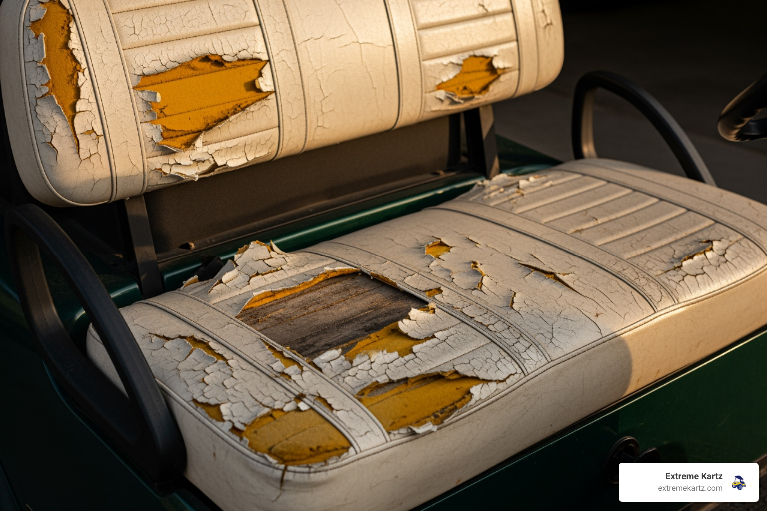 worn club car ds golf cart seat - club car ds seat cover replacement